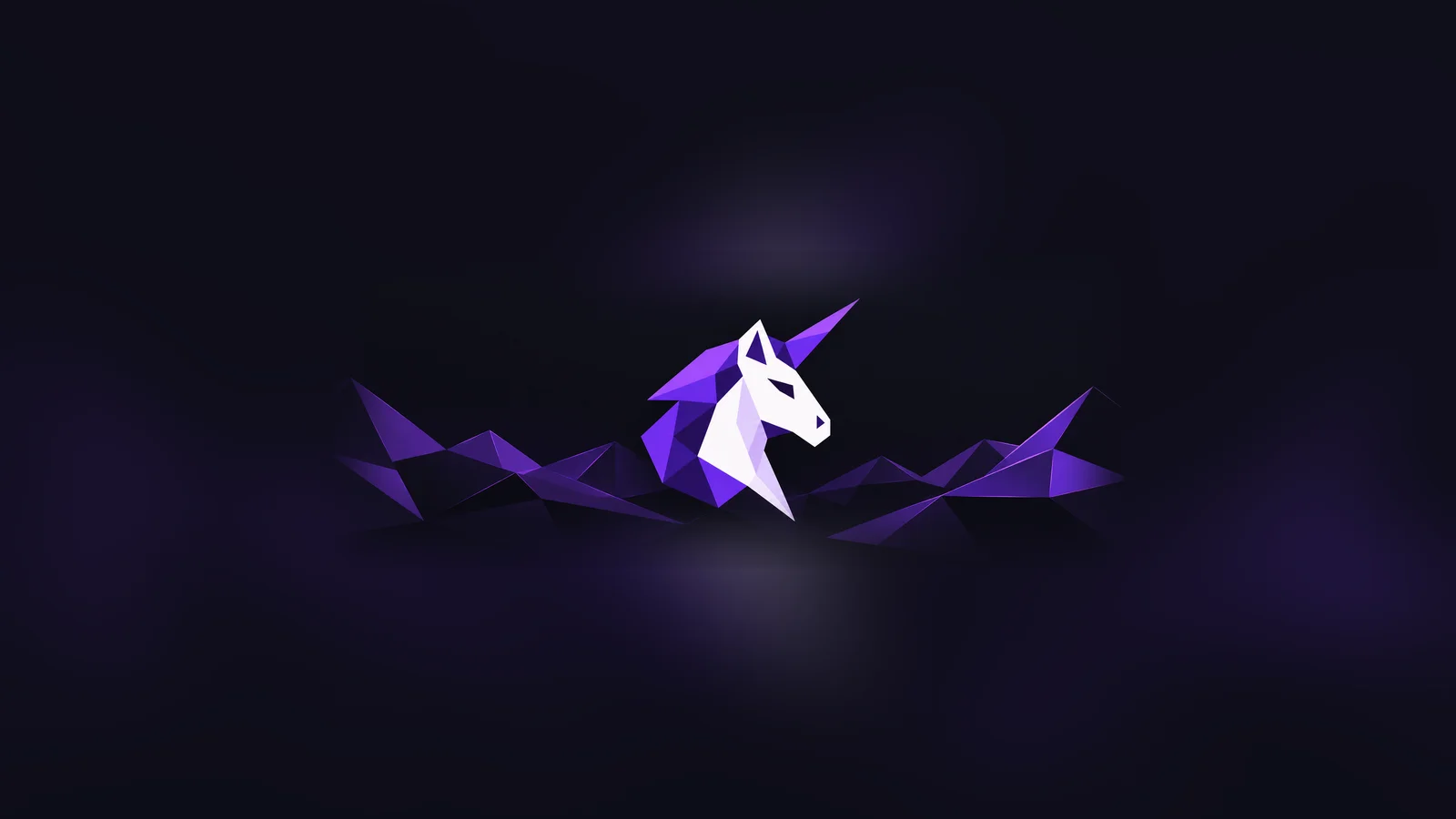 Uniponycorn’s purple geometric unicorn and angular mountains
